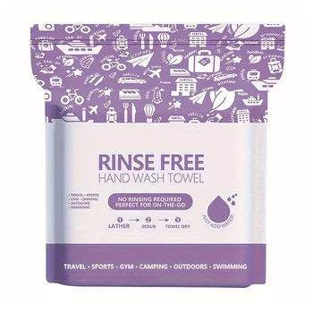 25 Pieces/75 Pieces 30*30cm Disposable Foam Hand Towel, Shower Towel, Rinse-Free Soap Towel, No Need to Rinse, Only Add Water, Rub Foaming, Wipe Foam, Suitable for Travel, Outdoor, Camping, Swimming, Fitness and Body Care 1
