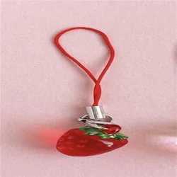 Charming Strawberry Resin Pendant with Playful Accents - Mini Fruit Charm Lanyard Accessory (Red)
