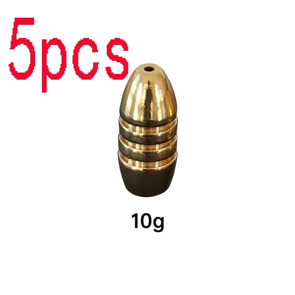 Fishing counterweight sinker 5 Pcs Brass Weight Sinker Easy Sink Bullet For Inline Spinner Lure Rotatable For Fishing Tackle