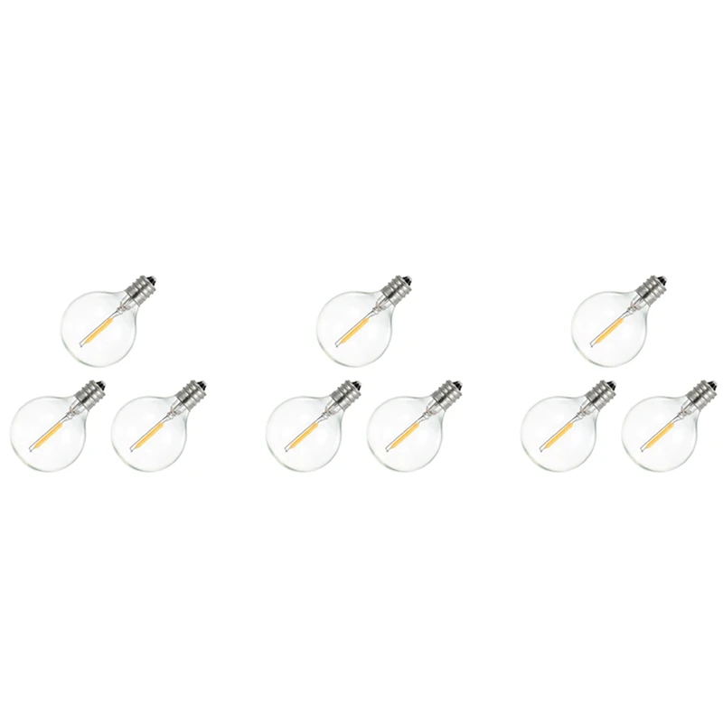 

9Pcs G40 LED Replacement Light Bulbs, E12 Screw Base Shatterproof LED Globe Bulbs For Solar String Lights Warm White