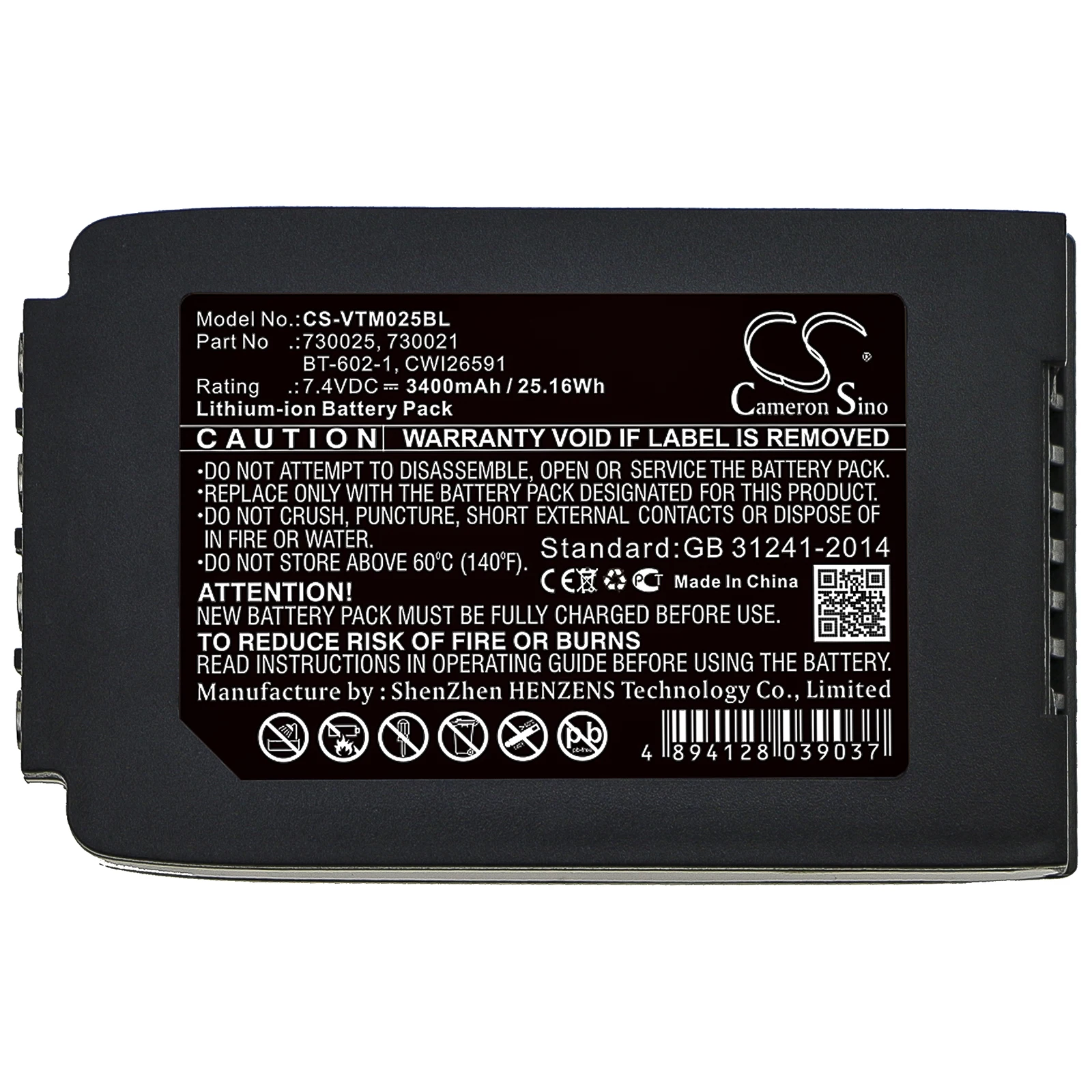 

Barcode Scanner Battery For Vocollect 730021 730025 BT-602-1 CWI26591 Vocollect Talkman T2 Talkman T2X