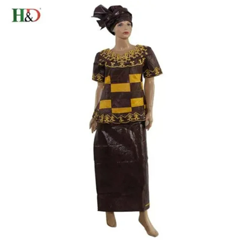 

H&D African Clothes For Women Traditional Embroidery Dresses Bazin Riche Maxi Dress Women High quality Party Wedding Ramadan
