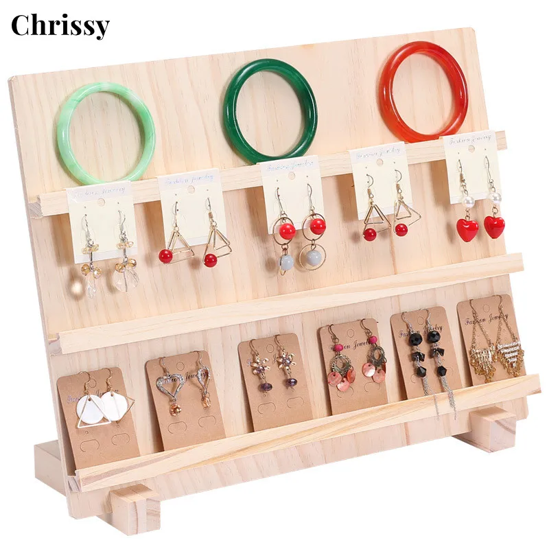 3/4/5 Layers Nature Wooden Jewelry Display Stand Earring Bracelet Organizer Storage Holders Wood Base Rack Stall