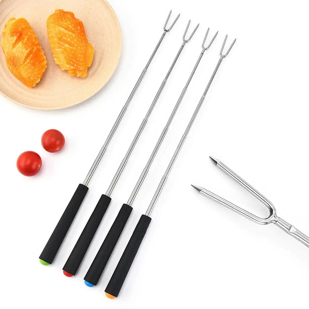 1/6Pcs Bbq Telescopic Barbecue Fork Roasting Skewers BBQ Grill Forks Cooking Meat Set Barbecue Kitchen Novel Kitchen Accessories