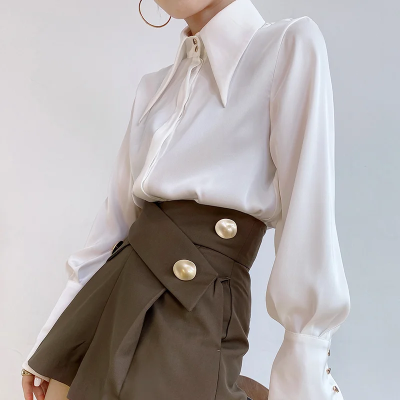 Autumn Vintage Women Blouse Elegant Office Lady Long Sleeve