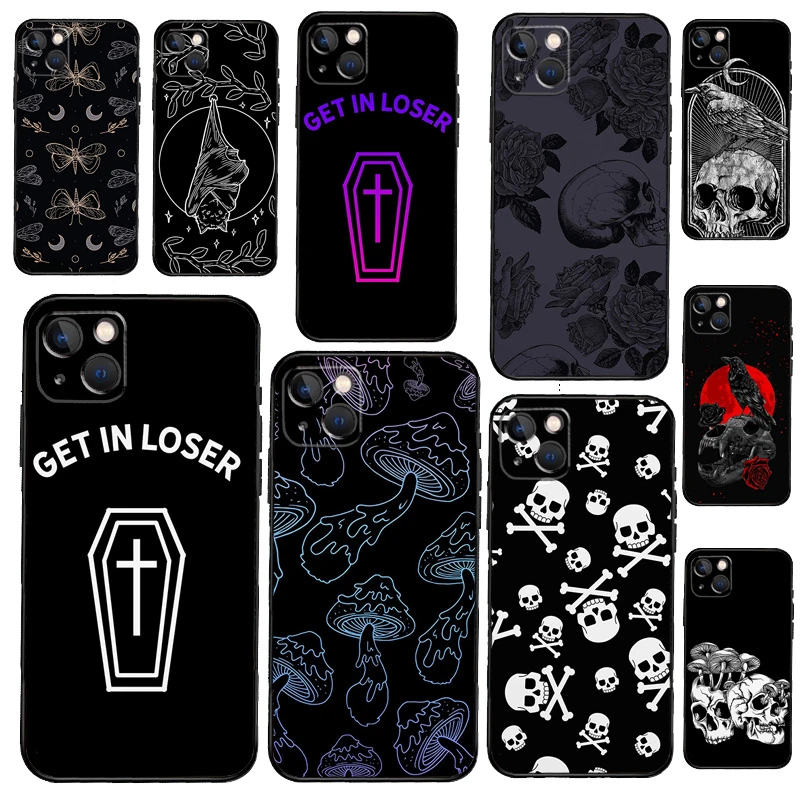 Skull Gothic Creepy Pastel Goth Phone Case For iPhone 12 11 13 Pro Max 7 8 Plus Silicone Cover For iPhone XR X XS Max SE iphone 11 clear case