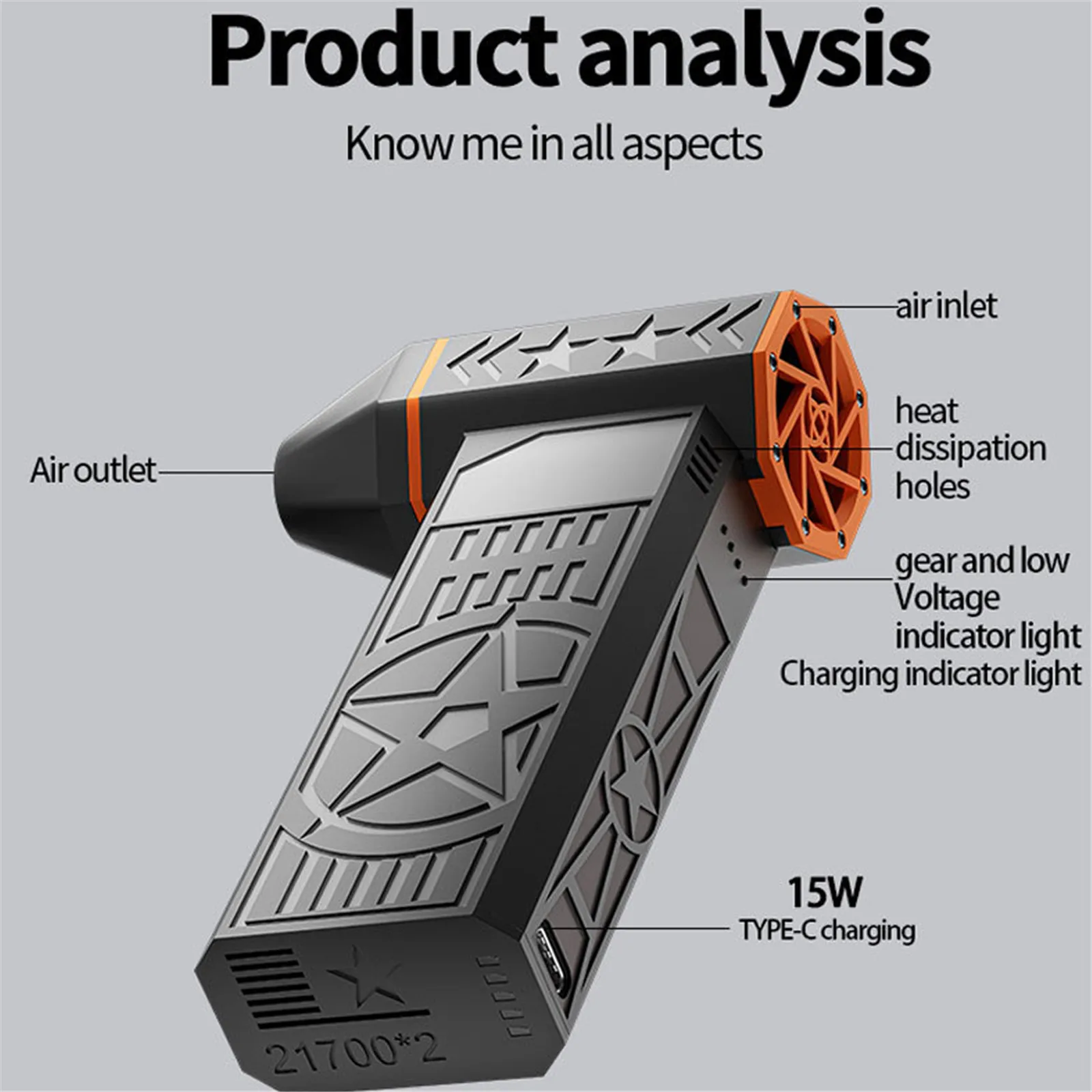 전기 송풍기 IPX4 방수 고출력 터빈 블로워 무선 터보 팬 자동차 앞 유리 제상용