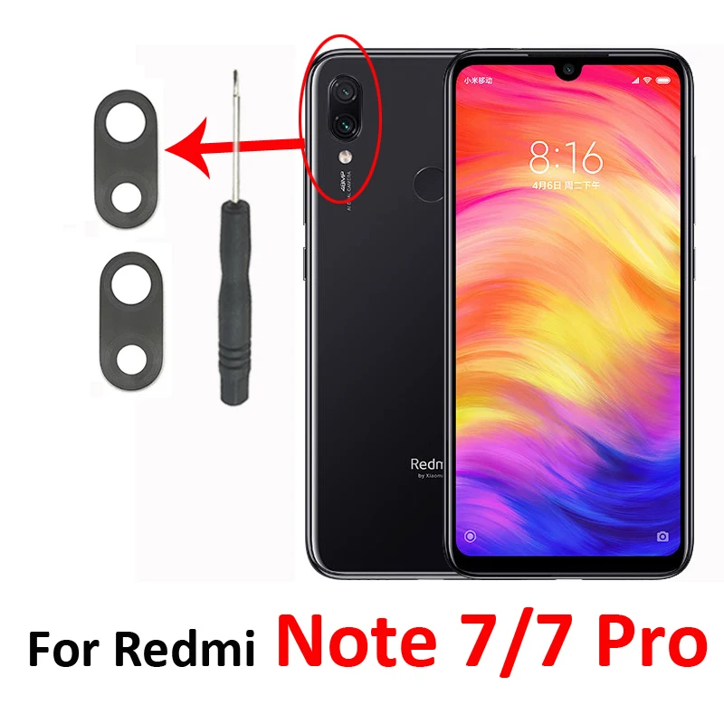 For Xiaomi Redmi Note 7 Pro Phone Housing Frame Back Camera Glass Lens Replacement Parts With Tools phone camera lens camera lens cover phone back cover glass phone back cover