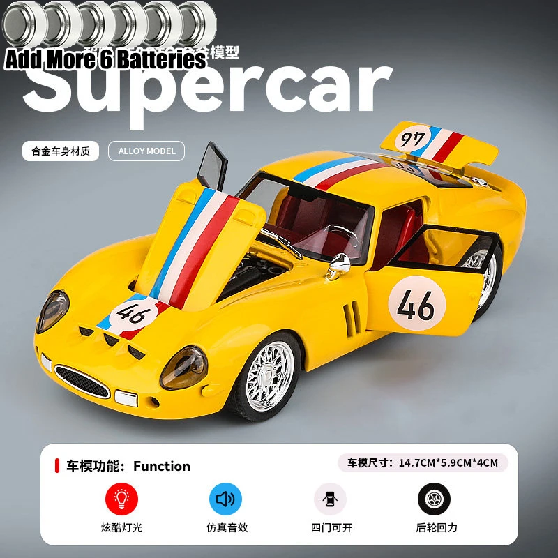 Classic 1:32 Diecast Alloy Sports Car with Sound and Light - Trendy Collectible Toy & Gift