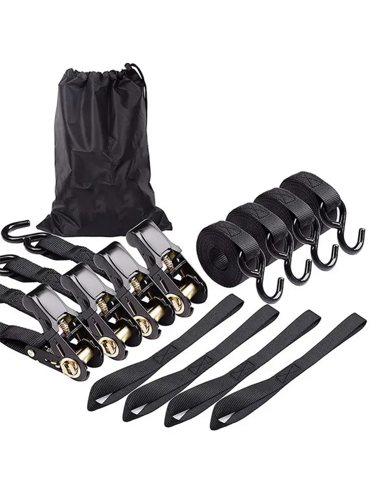 Ratchet Tie-Down Strap Motorcycle Fixed Heavy Cargo Trailer Transportation S-hook Tie-down Strap Tensioner For Cars 1 Inch