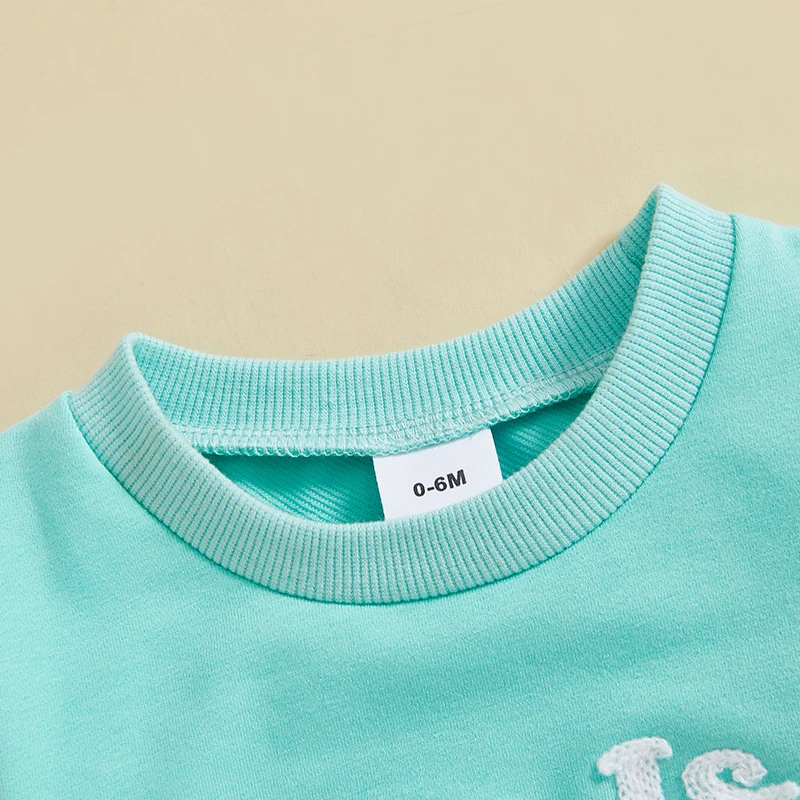 Baby Girl Boys Easter Sweatshirt Letter Embroidery Round Neck Long Sleeve Tops for Toddler Cute Clothes