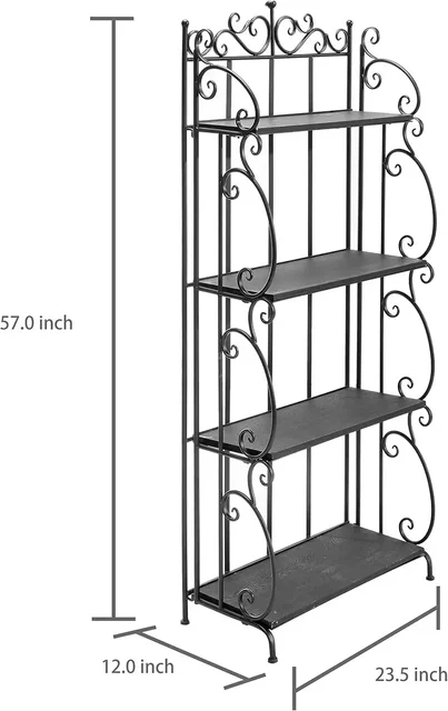 Hot-Black Metal Freestanding Shelf Rack 6
