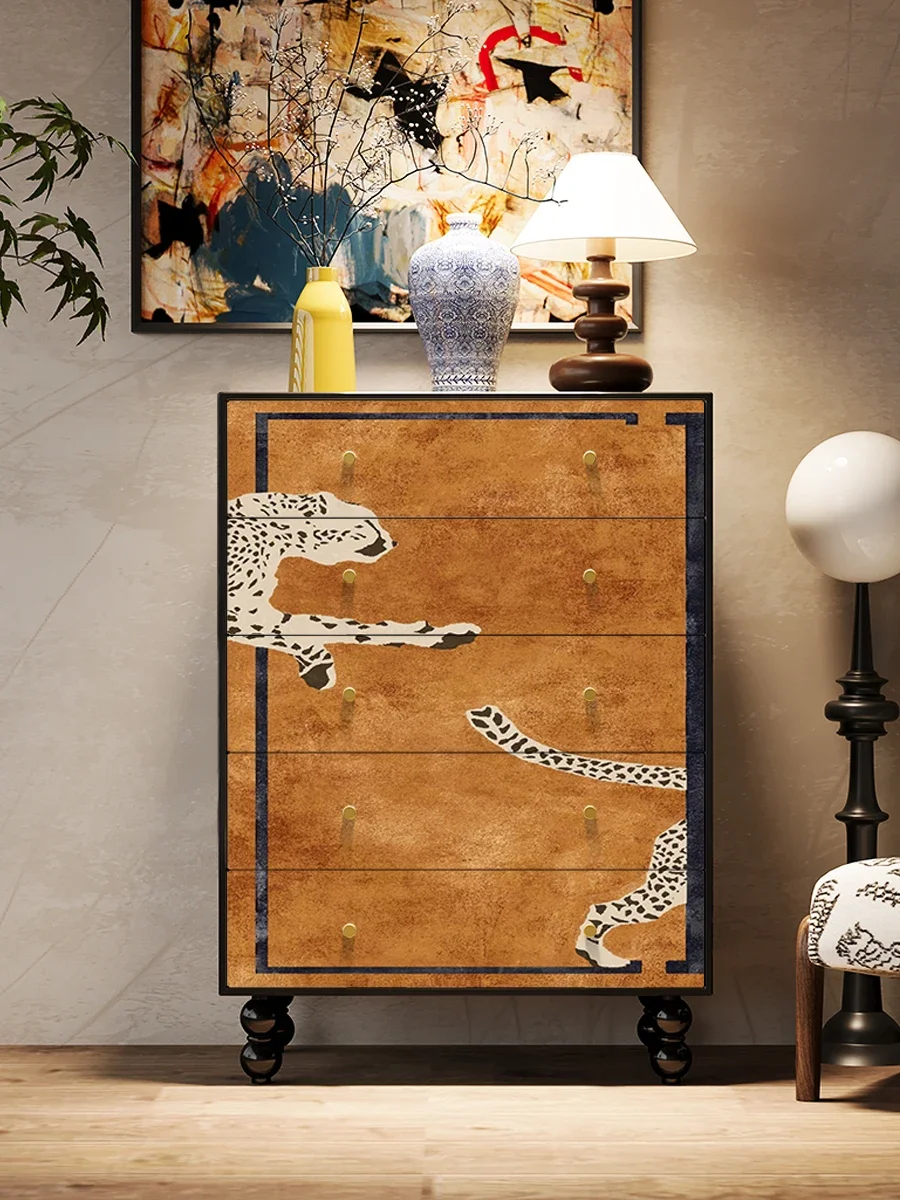 フレンチレトロエントランスチェスト,塗装引き出し,寝室の壁収納