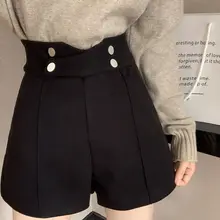 

Shorts Women Plus Size 5XL Button Thick High Waist Winter Oversize Solid Patchwork Fashion Ulzzang Retro Streetwear Elegant Chic