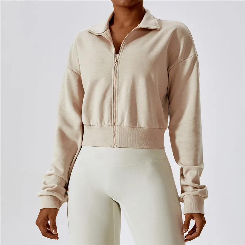 

Loose Zipper Long Sleeve Sports Sweatshirt Outdoor Warmth and Fitness Versatile Casual Sweatshirt Yoga Shirts