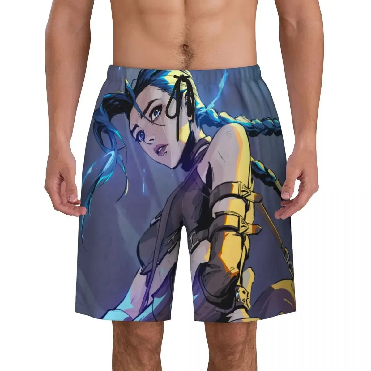 Jinx Monkey Graffiti Print Men Swim Trunks Quick Dry Swimwear Beach Board Shorts League Battle Game Legends Arcane Boardshorts 4