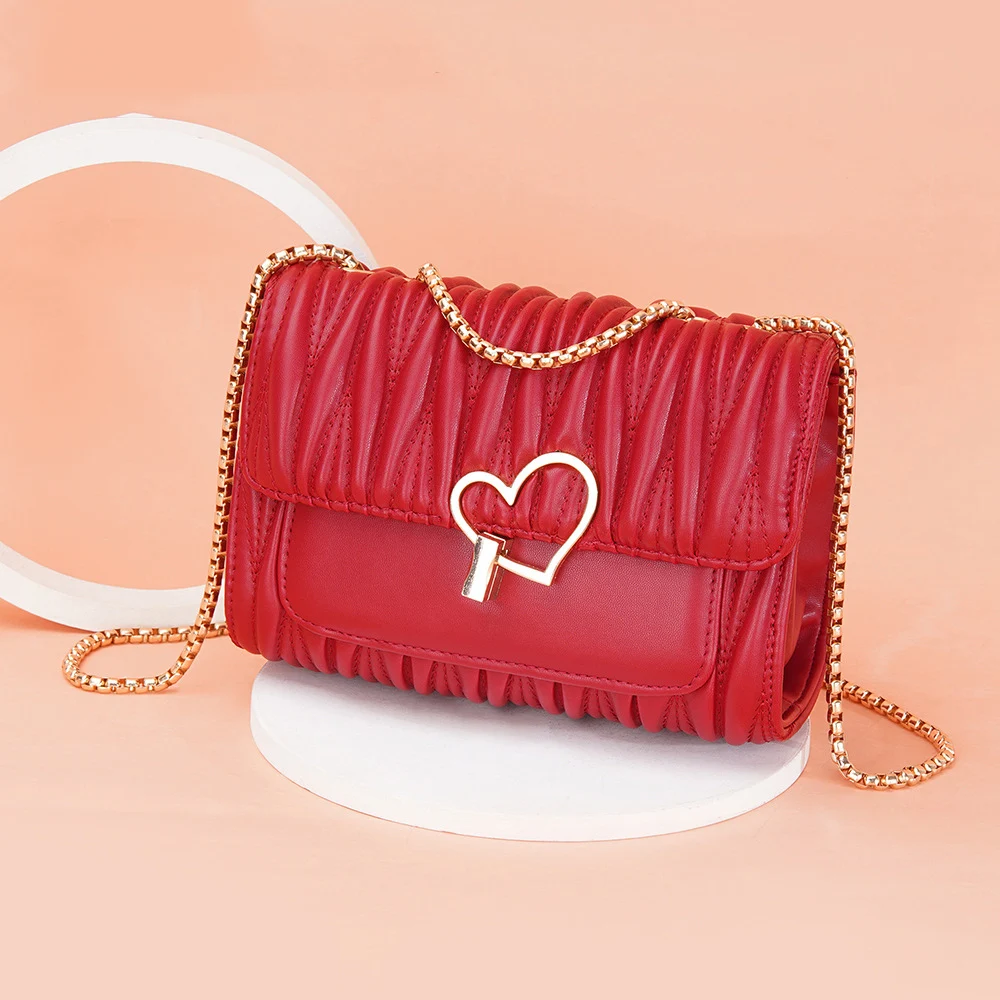 

Women Handbags 2023 New Bags Korean Love Lock Buckle Single Shoulder Crossbody Bag Female Fashion Chain Small Square Bag