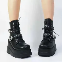 New Women Comfortable Ankle Boots Autumn Winter Round Toe Lace Up Shoes Women Outdoor Anti-slip Platform Boots Zapatos De Mujer - Image 2