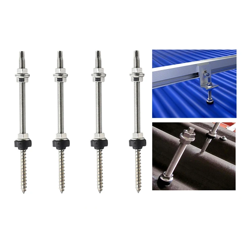 Hanger bolts M10 x 200/250 mm 304 stainless steel pre-assembled height adjustable for PV system