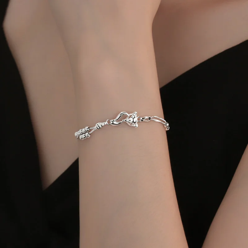 925 Sterling Silver fox Bracelet Ins Niche Design 2023 New Simple Personality Couple Hand Decoration Female Students Gift