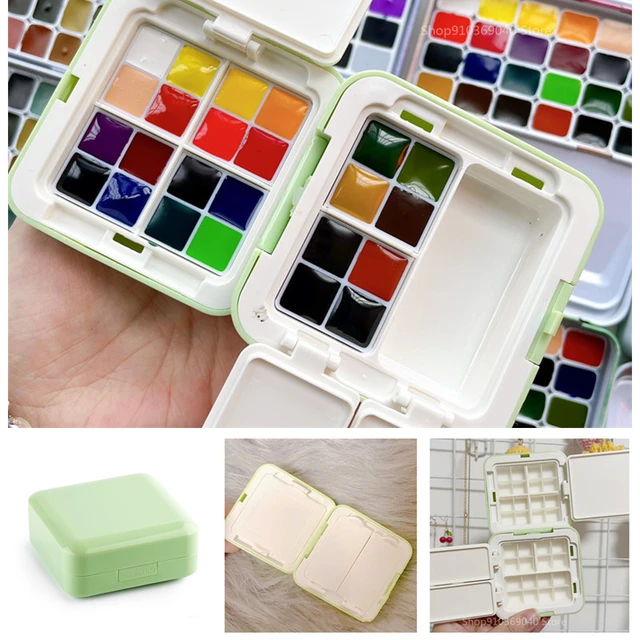 24/48 Grid Portable Watercolor Paint Box Foldable Painting Palette Mini  Watercolor Packing Moisturizer Box Travel