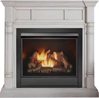Dual Fuel Ventless Gas Fireplace System with Mantle, Remote Control, 9 Fire Logs, Use with Natural Gas or Liquid Propane 1