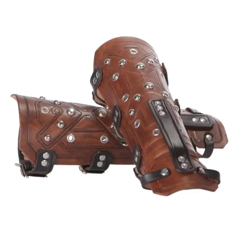 Attelle Bras Médiévale – Manchon Cuir Synthétique Gaufré, Réglable, Pour Cosplay, LARP, Fêtes, Déguisement