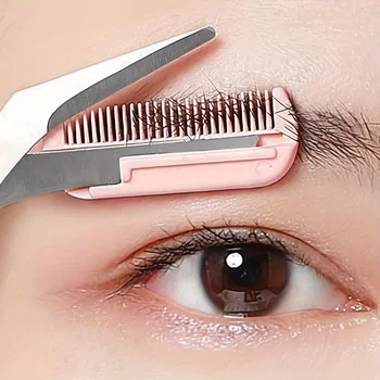 Pink Eyebrow Scissors with Comb 1