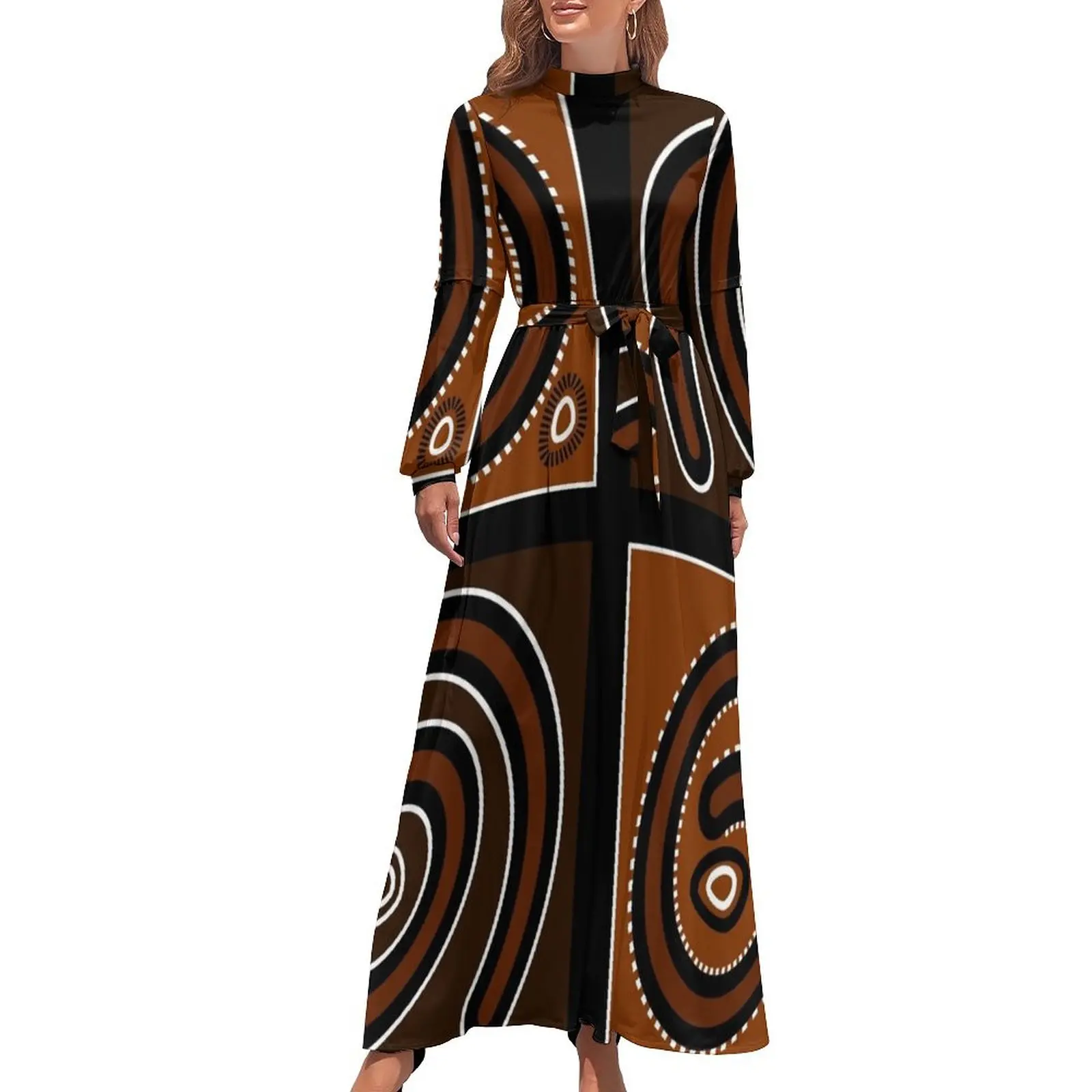 thumbnail image 1 of Vestido largo de inspiración artística aborigen vestidos para ocasiones oficiales vestidos de mujer, 1 of 5