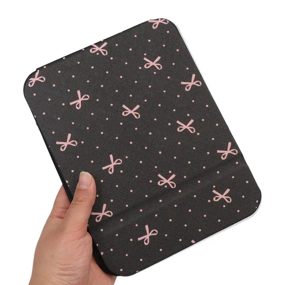 Pu Leather Desktop Stand Mirror Pink Bow Compact Cosmetic Mirror Vanity Mirror Folding Light Weight Fold Makeup Mirror Bedroom