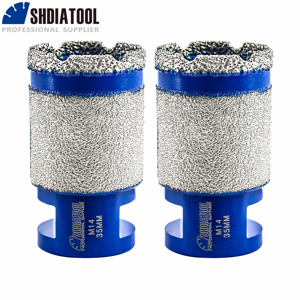 

SHDIATOOL 2pcs Diamond Drilling Finger Milling Bits M14 Thread 35mm Ceramic Tile Granite Shaping Drilling Enlarge Bevel Holes