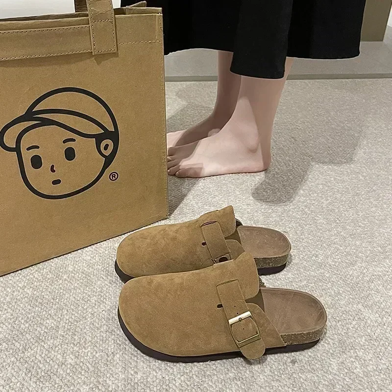 2024 여성용 플랫 슈즈, 두꺼운 밑창 슬리퍼, 야외 캐주얼 슬리퍼, Traf Zara, 모노크롬 패션 