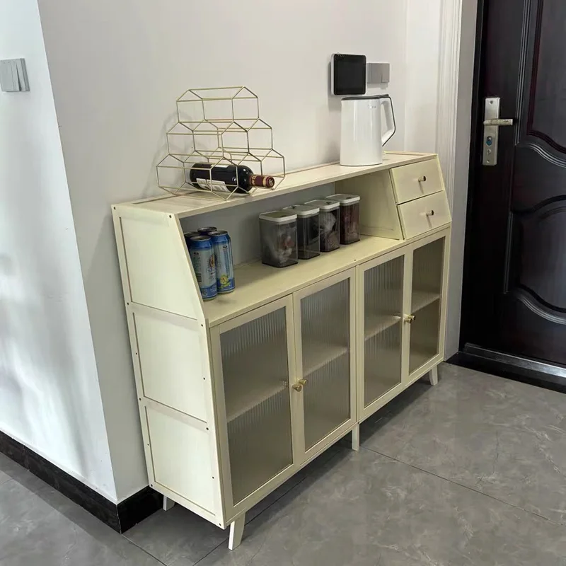Bamboo Kitchen Sideboard Storage Cabinet Organizer-Pot Pan Home Utensils & Dinnerware Rack for Living Room