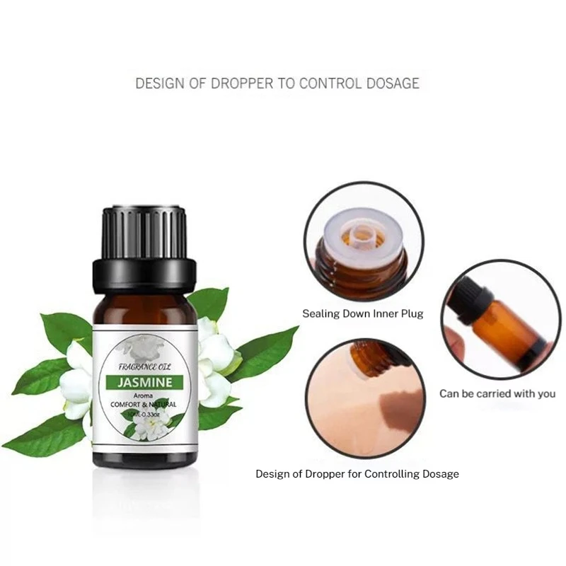 1pc 10ml Natural Plant Essential Oils Fragrance Lavender Coconut Lemon Jasmine Rose Sandalwood Diffuser Humidifier Scent