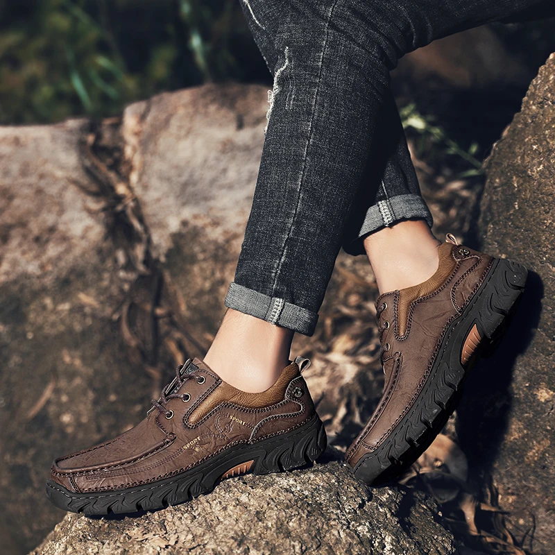 

Men's Casual Shoes outdoor Fashion All-match Trendy oxfords Shoes lace up genuine leather High-top Sneakers Large Size 48 Shoes