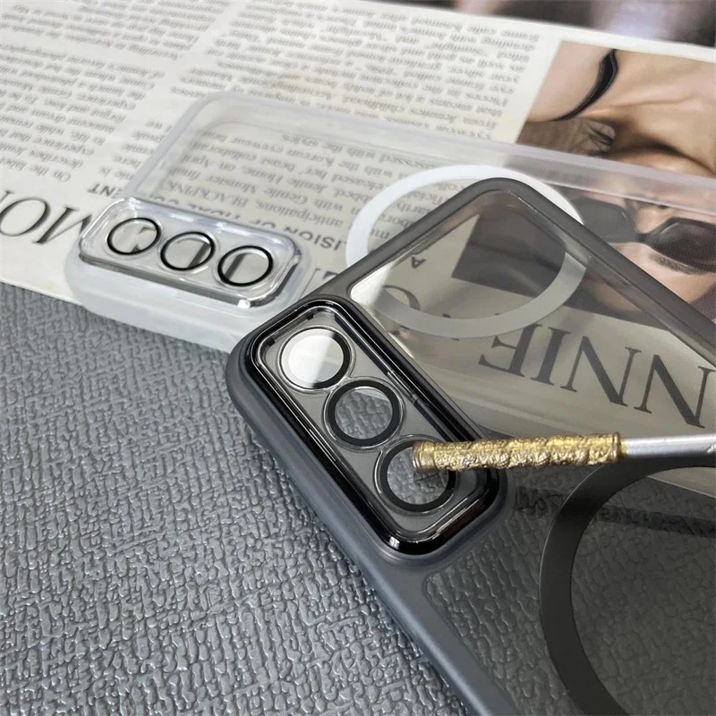 Transparent Shockproof Magnetic TPU Phone Case with All-Inclusive Lens Protection