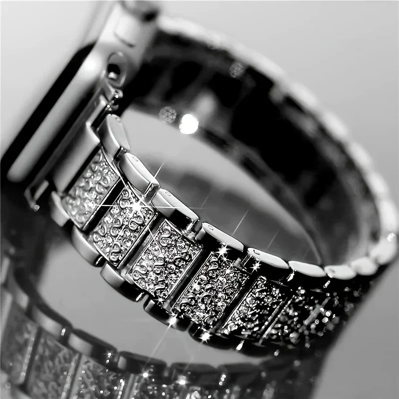 Elegant Diamond Bling Metal Bracelet Watch Strap