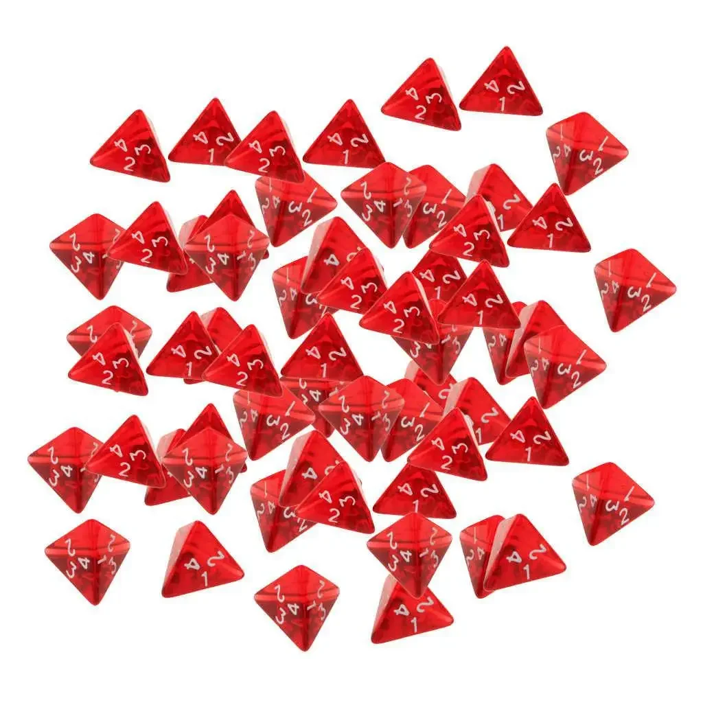 5 Pcs Dices Set D4 Transparent Red 18mm 22mm Number 1234 Acrylic 4 Sided Faces Color Dice Kit for DND TRPG RPG Board Table Games