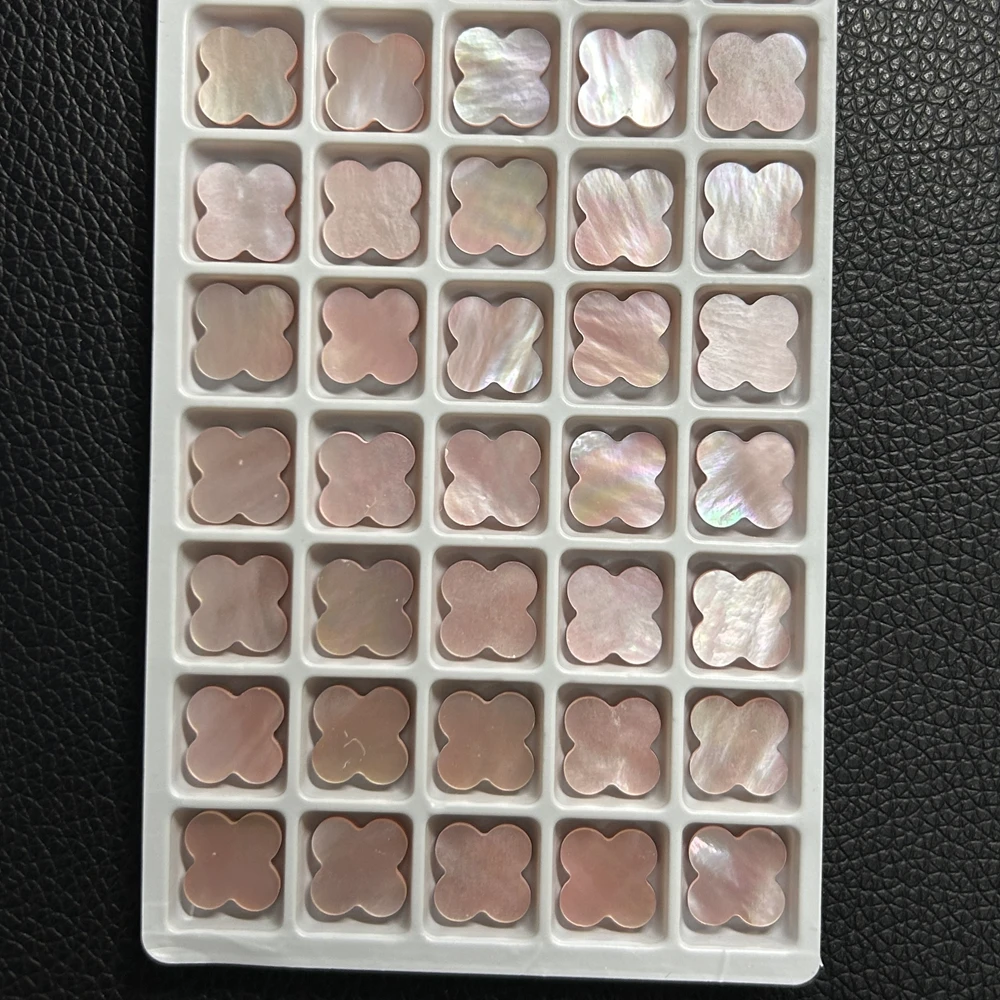 Meisidian 13x13mm Natural Malachite Onyx Red Agate Stone Pink Mother of Pearl Four Leaf Clover