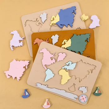 Dropshipping Center World Map Puzzle Baby Toy Montessori Educational Cognition Intelligence Puzzle Game For Children Toys 1