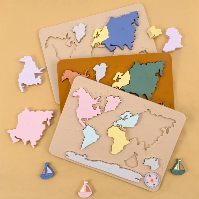 Silicone Montessori Educational  World Map Puzzles Montessori - New World  Puzzle - Aliexpress