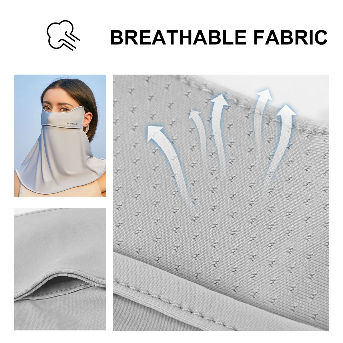 WRELS Ice Silk Cycling Mask UV Protection Breathable Neck Gaiter Face Cover Summer Outdoor Sports Men Women Running Hiking Mask