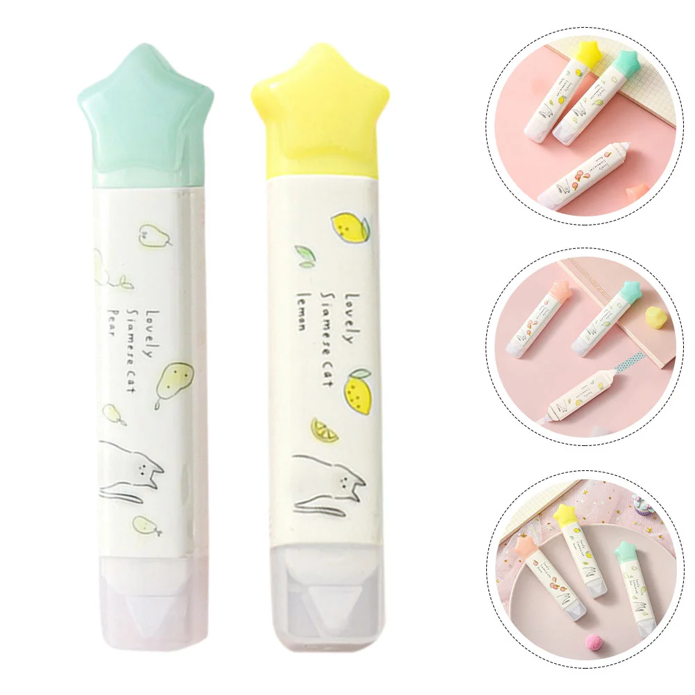 휴대용 교정 테이프 어린이 학생 용품, 반려동물 어린이 문구, 화이트 아웃 액세서리, 2 개