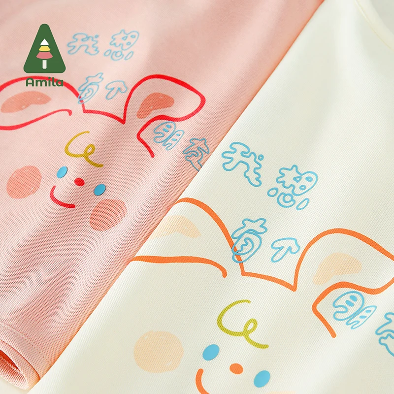 Amila Spring New Boys & Girls Solid Color Cardigan Cartoon Embroidery and Print High Quality Simple Casual Coat