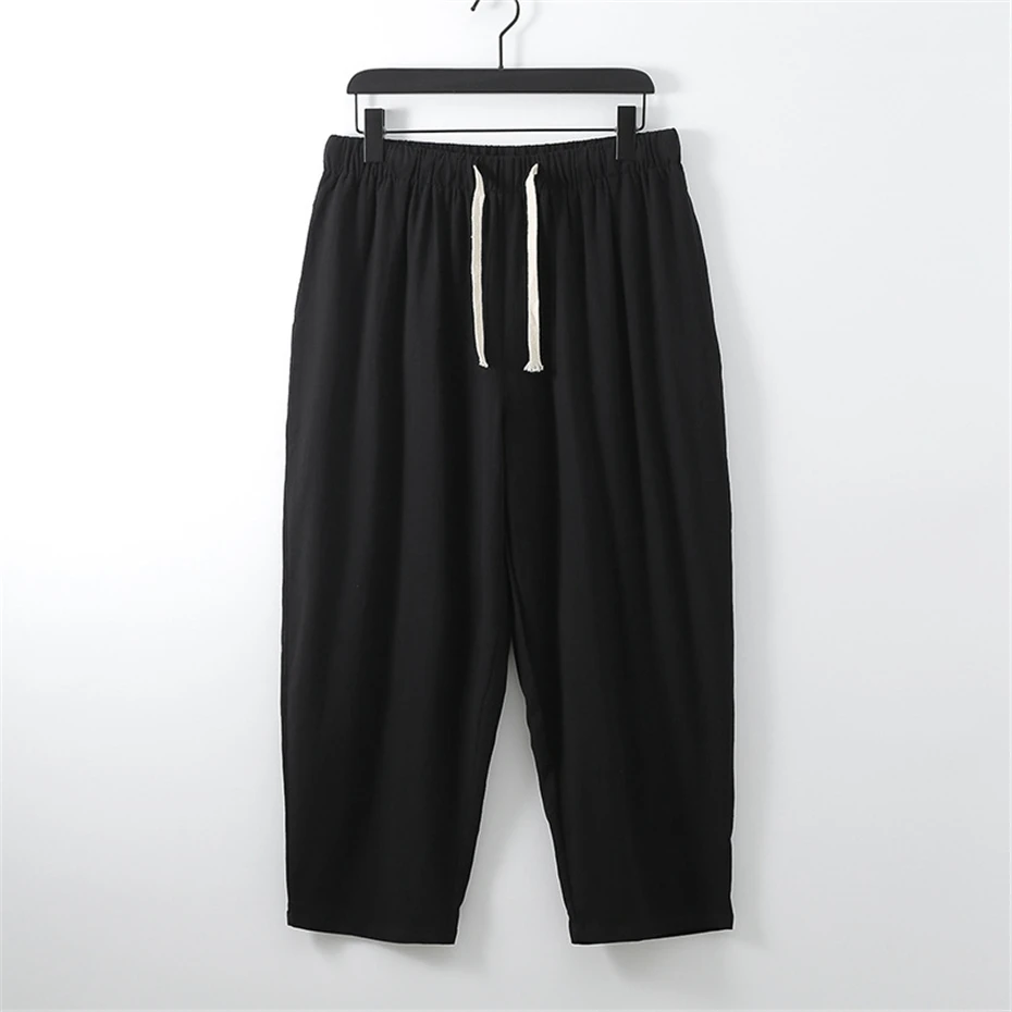 Description Picture 5 of itemPlus Size 8XL 9XL Pants Summer Solid Color Linen Pants Men Fashion Casual Linen Ankle-Length Pants Loose Sweatpants Male