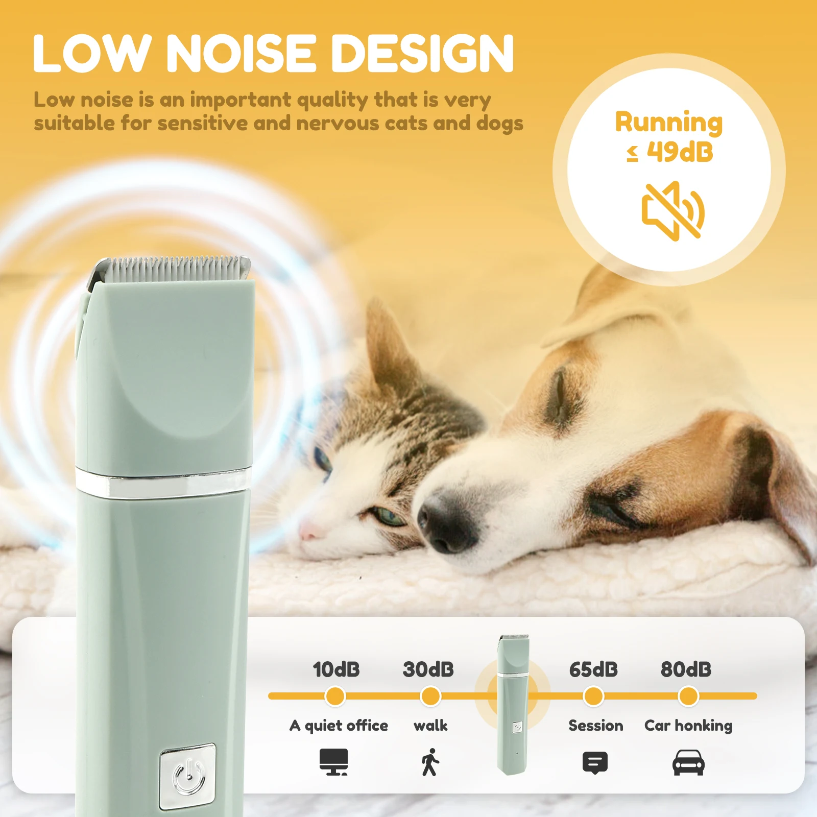 Electric Pet Hair Clippers 6500 rpm Two Speed Dog Grooming Kit Rechargeable Low Noise Dog Paw Trimmer for Small Dogs and Cats