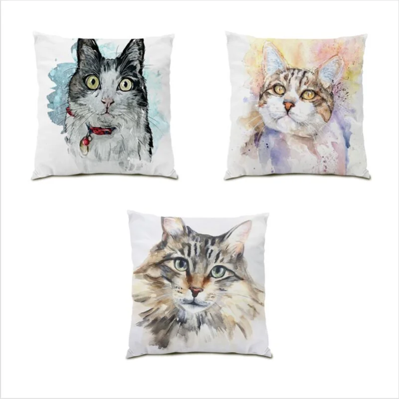 

Funda Cojín 45x45 Cushion Cover Square Throw Pillow Covers Home Decor Living Room Decoration Oil Painting Velvet Cat Dog E0560
