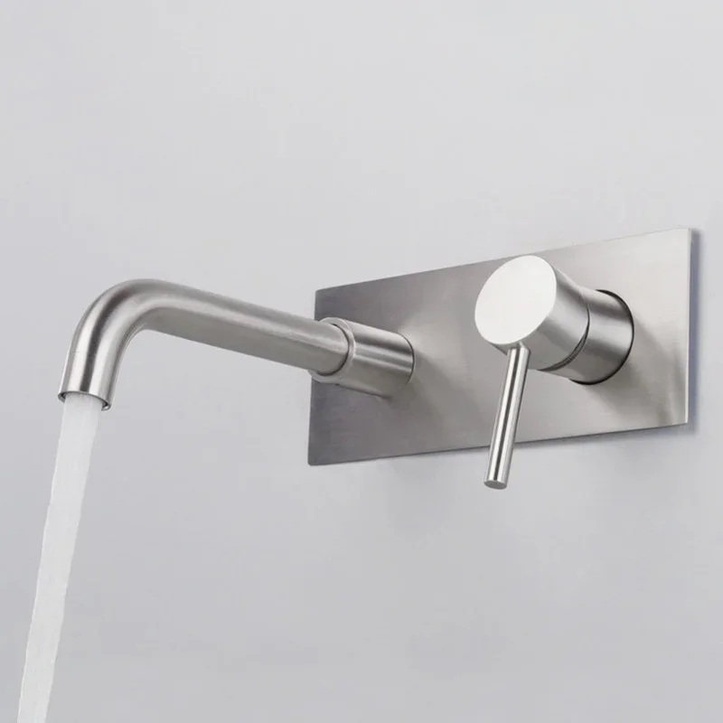 

304 Stainless Steel Wash Basin Wall Mounted Faucet Concealed Basin Mixer Tap Pre-embedded Box Hot And Cold Water Sink Faucet
