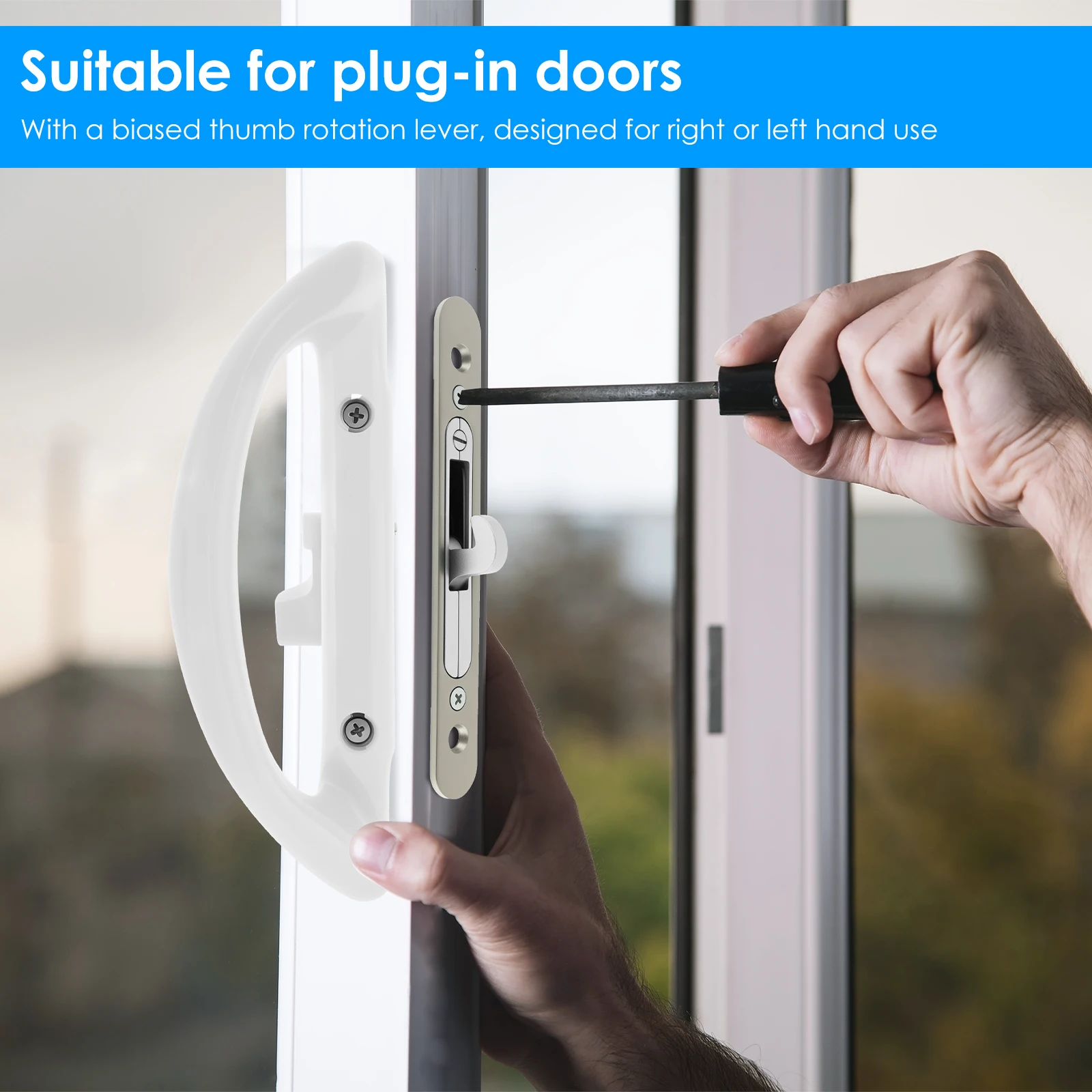 Sliding Patio Door Handle Set with Key Cylinder Mortise Style Sliding Glass Door Handle Aluminium Alloy Lock