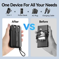 Vention 22.5W Power Bank  Magnetic 10000mAh Portable Wireless Fast Charging  with Built-in USB-C Cable AC Plug for iPhone 16 2